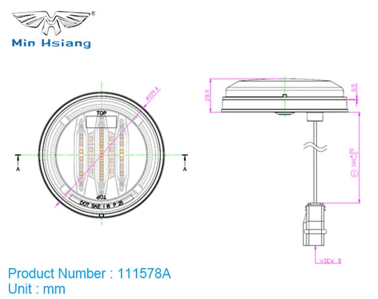 specifications of Blade Style 4" Turn Signal Light