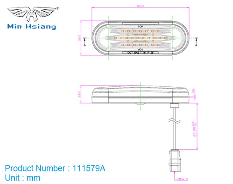 specifications of Blade Style 6" Turn Signal Light