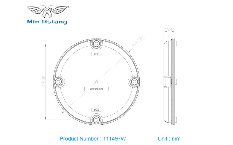 specifications of 7" Round Backup Light