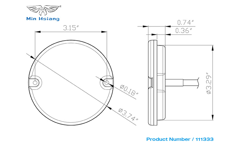 specifications of 95mm Stop/ Rear Position Light