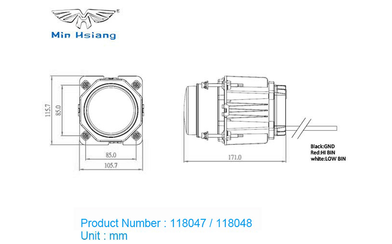 specifications of 90mm ECE LED 頭燈（遠光/近光）