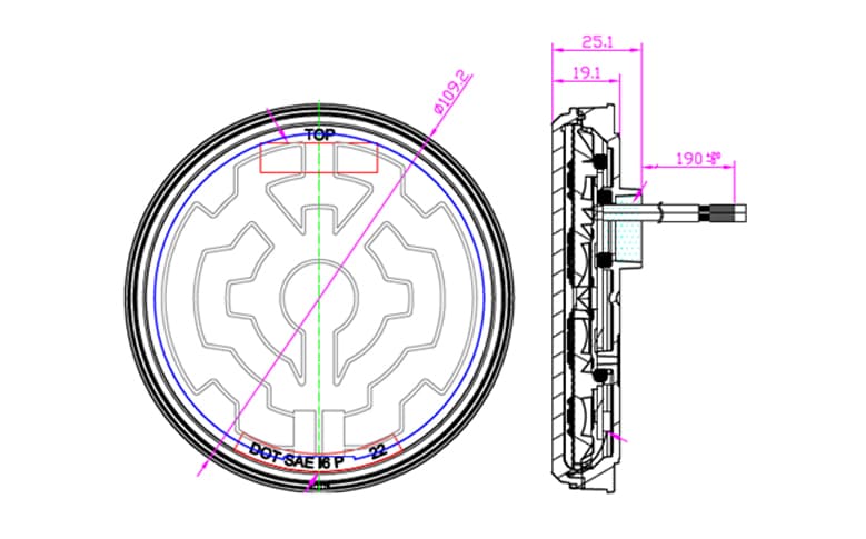 specifications of 4”  Round Heating Lens Sealed Stop, Turn & Tail Light 