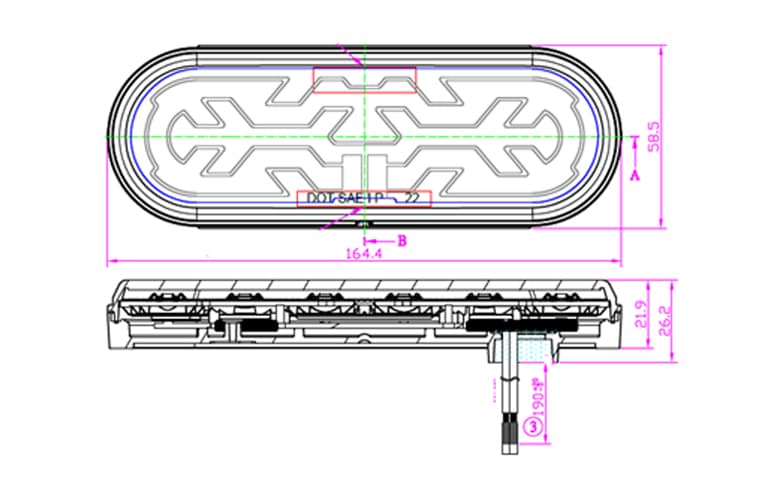 specifications of 6”  Heating Lens Sealed Stop, Turn & Tail Light 