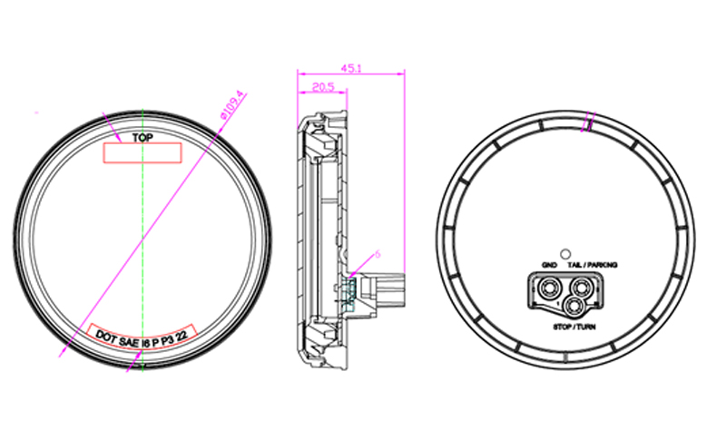 specifications of 4”  Round Sauron  Sealed Backup Light