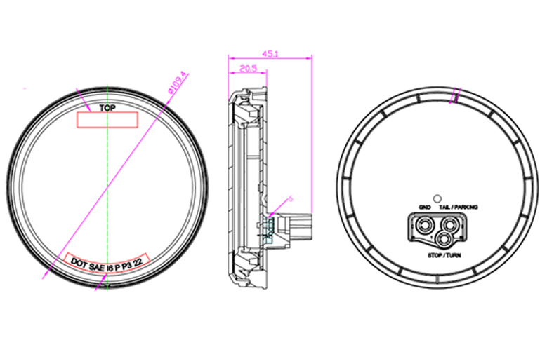 specifications of 4”  Round Sauron  Sealed Backup Light 